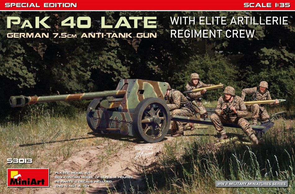 GERMAN 7,5 cm PaK 40 LATE w/Elite Artillerie Regiment Crew Spec KIT 1:35 Scala 1:35 Miniart