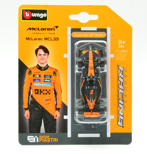 MCLAREN MCL39 N.81 2025 OSCAR PIASTRI BLISTER 1:64 Scala 1:64 Burago
