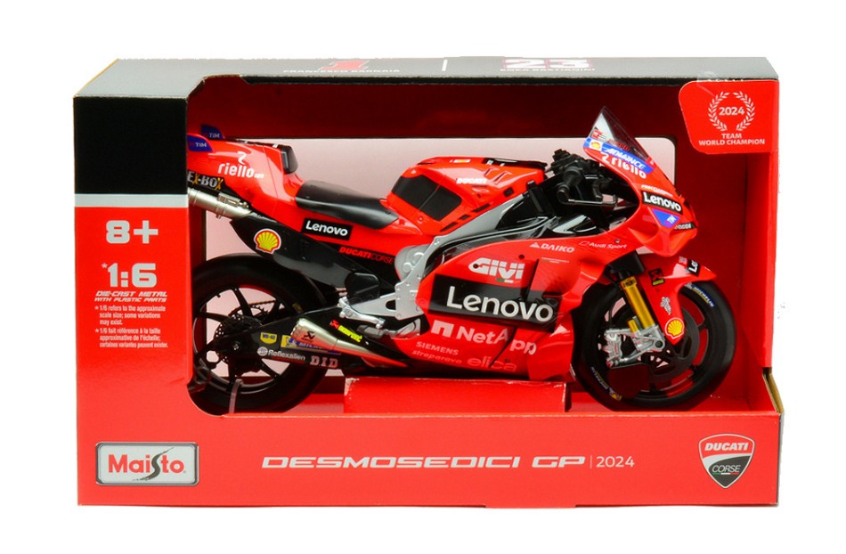 DUCATI DESMOSEDICI N.23 MOTO GP 2024 ENEA BASTIANINI 1:6 Scala 1:6 Maisto