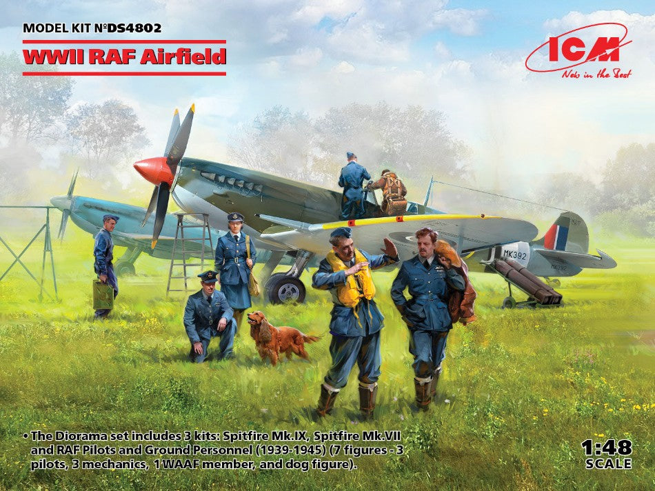 WWII RAF AIRFIELD SPITFIRE Mk.IX - Mk.VII KIT 1:48 Scala 1:48 ICM