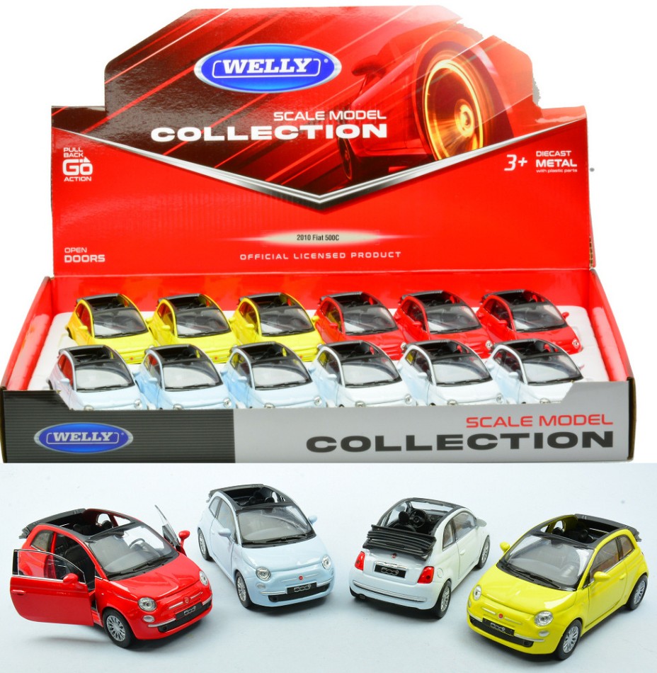 FIAT 500C 2010 COL.ASS.cm 10 Scale Varie Welly