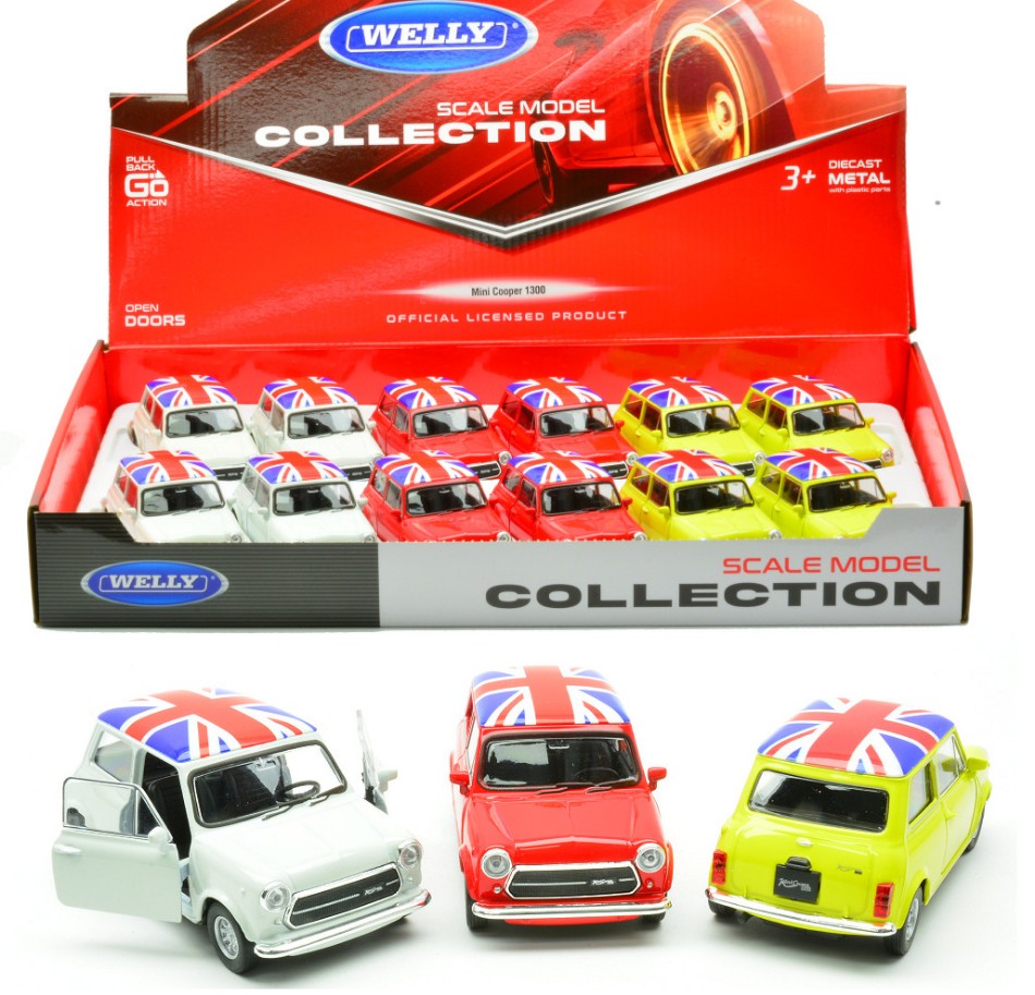 MINI COOPER 1300 (UK FLAG) COL. ASS. cm 10 Scale Varie Welly