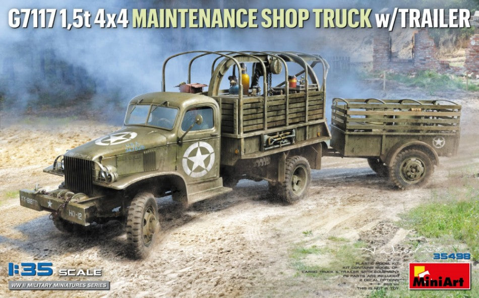 G7117 1,5 4x4 MAINTENANCE SHOP TRUCK W/TRAILER KIT 1:35 Scala 1:35 Miniart
