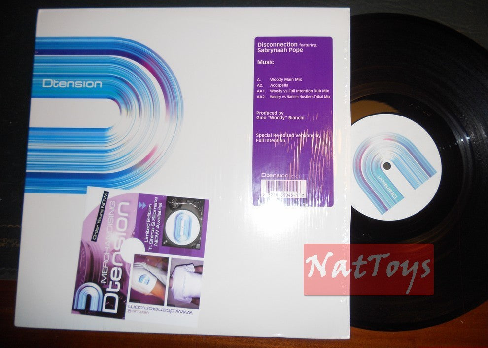 12" 33 RPM Disconnection ft Sabrynaah Pope MUSIC (Italie 2001 DT015) promo EX/EX