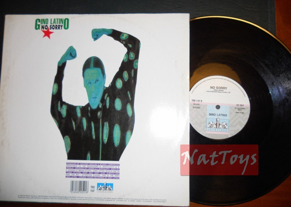 12" 33 RPM Gino Latino NO SORRY (Italie 1989, TIME RECORDS TRD 1107) - EX/EX