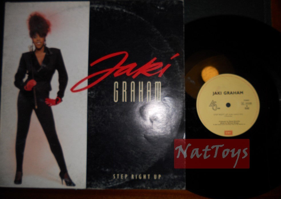 12" 33 RPM Jaky Graham STEP RIGHT UP (Italy 1986, EMI 14 2015396) - VG/VG