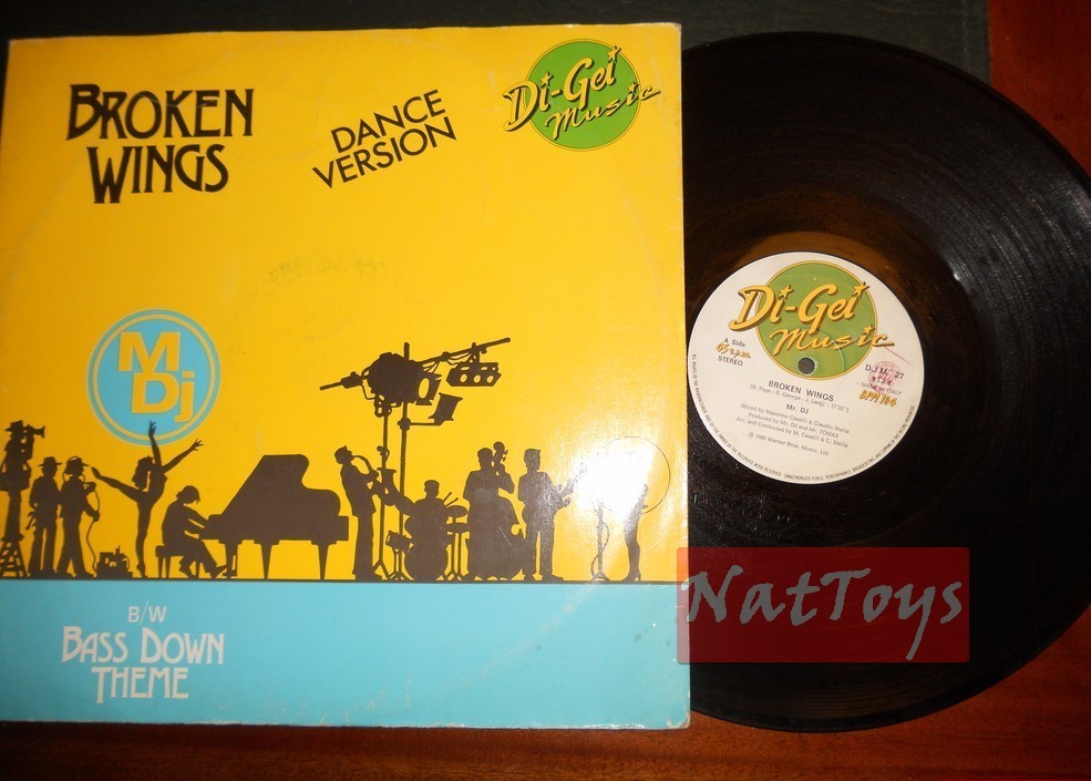 12" 33 RPM Mr. dj BROKEN WINGS/BASS DOWN THEME (Italy 1986, DJM 27) - VG/EX