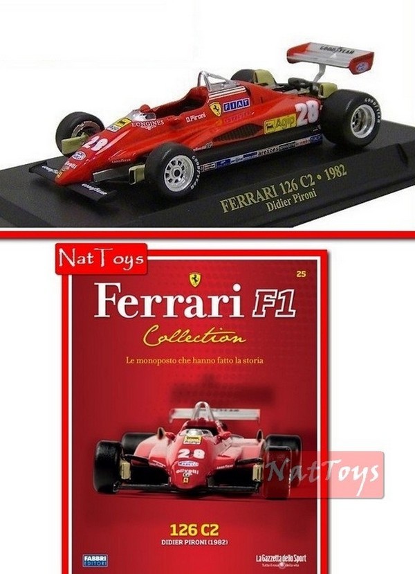 EDITORIA Modellino Ferrari F1 126 C2 1982 Didier Pironi DIE CAST 1:43 +fas.25