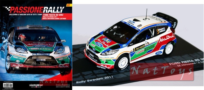 Editoria Modellino Ford Fiesta RS WRC 2011 Sweden Hirvonen Lehtinen Rally DIE CAST 1:43 +fas