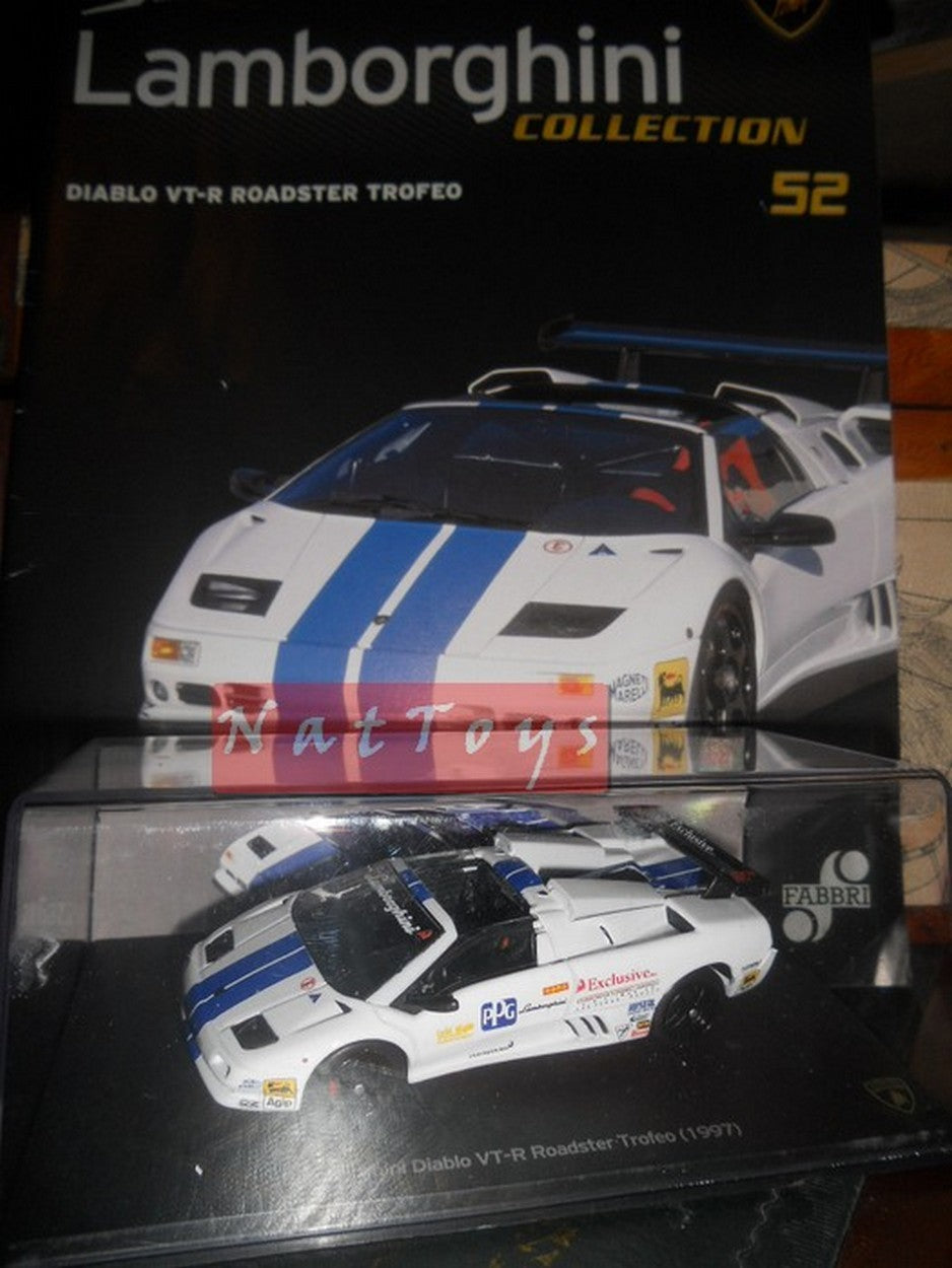 EDITORIA Modellino Lamborghini Collection 50 Anni Diablo VT-R Roadster Trofeo 1997 1:43 +fas