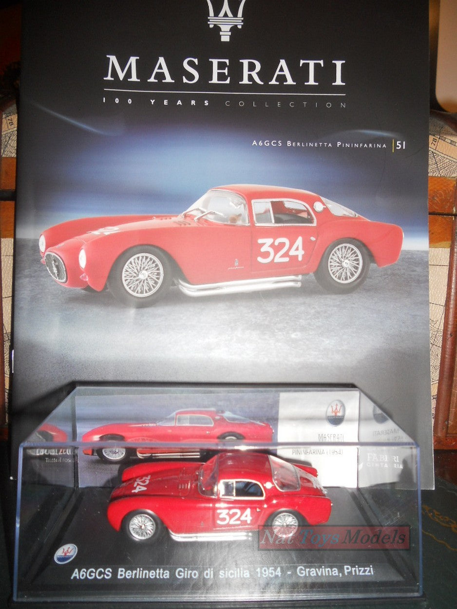 EDITORIA Modellino Maserati Collection 100 Years A6GCS Berlinetta Pininfarina 1954 +fas 1:43