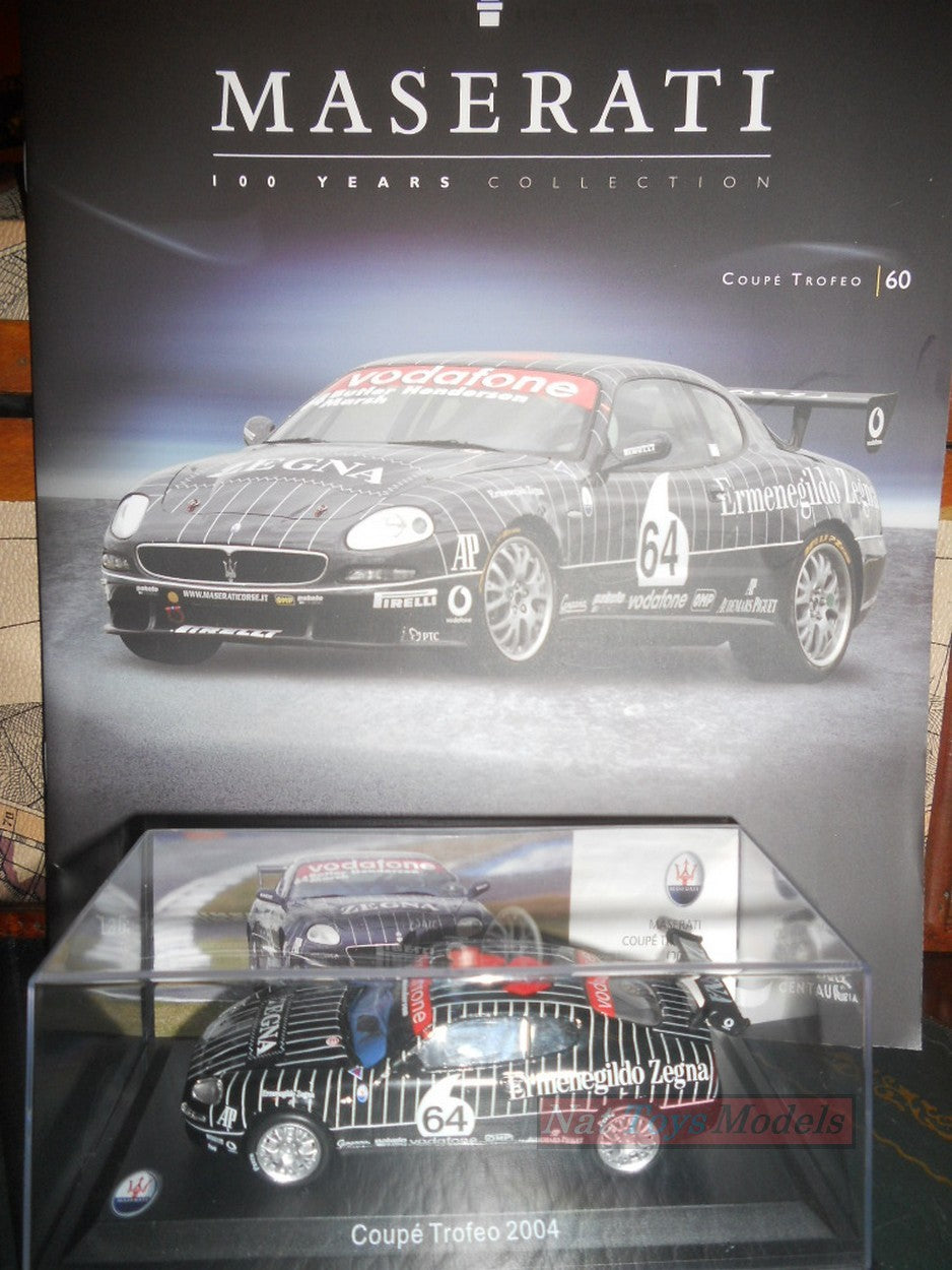 EDITORIA Modellino Maserati Collection 100 Years Coupe' Trofeo 2004 +fas DIE CAST 1:43