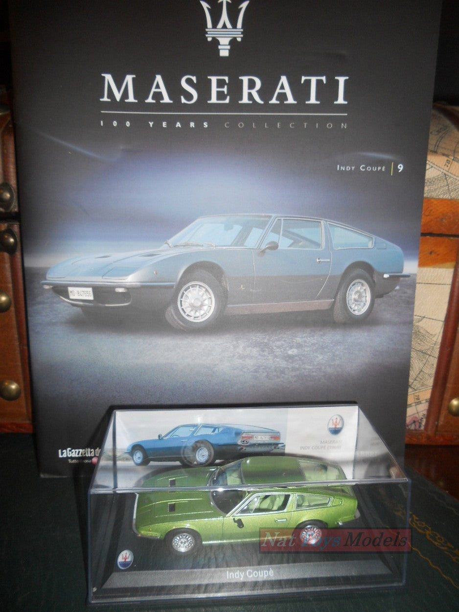 EDITORIA Modellino Maserati Collection 100 Years Indy Coupe' 1969 +fas DIECAST 1:43