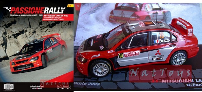 Editoria Modellino Mitsubishi Lancer WRC Montacarlo 2005 Panizzi DIE CAST 1:43 +fas Passione Rally