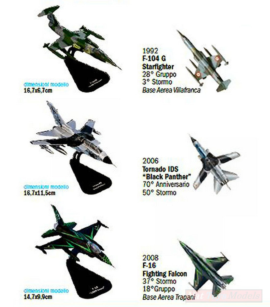 MODÈLE RÉDUIT COMPATIBLE AVEC LES AVIONS F104/F16/TORNADO SÉRIE 1:100 3 PCS ITALERI IT79713