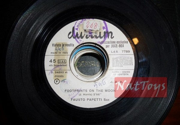 JUKE BOX 45 GIRI Fausto Papetti Sax Footprints on the moon/Sleepy shores PROMO