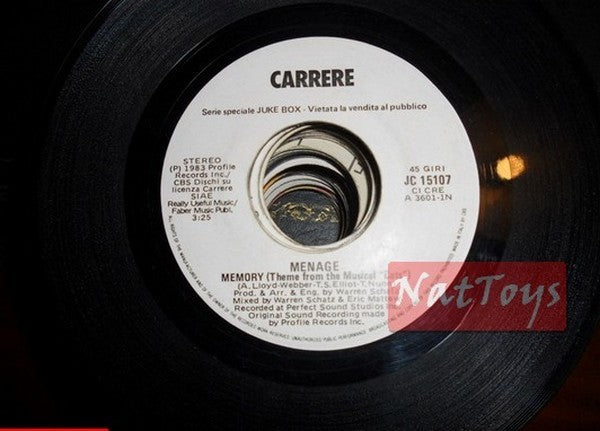 JUKE BOX 45 RPM Menage Memory (theme musical CATS)/M. Brown So many men PROMO