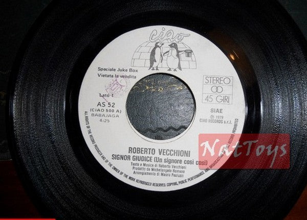 JUKE BOX 45 RPM R. Vecchioni Mr judge (a so-so gentleman)/I would like PROMO