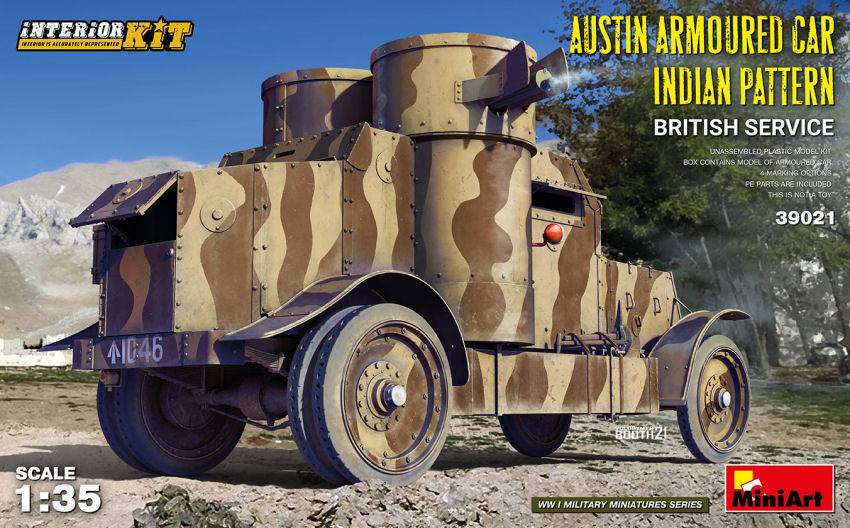 KIT D'ASSEMBLAGE À L'ÉCHELLE COMPATIBLE AVEC LA VOITURE AUSTIN ARMOR MOTIF INDIEN KIT INTÉRIEUR DU SERVICE BRITANNIQUE 1:35 MINIART MIN39021