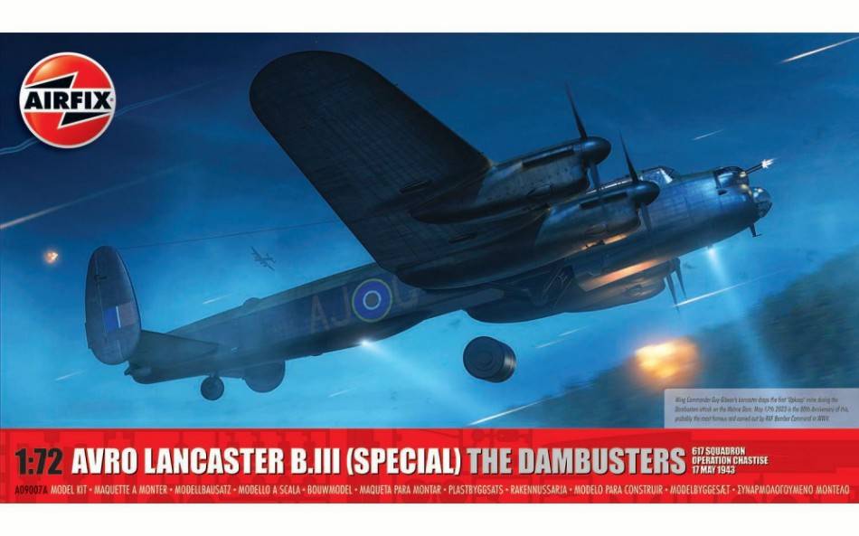 KIT DE MONTAGE À L'ÉCHELLE COMPATIBLE AVEC AVRO LANCASTER B.III (SPÉCIAL) LE KIT DAMBUSTERS 1:72 AIRFIX A09007A