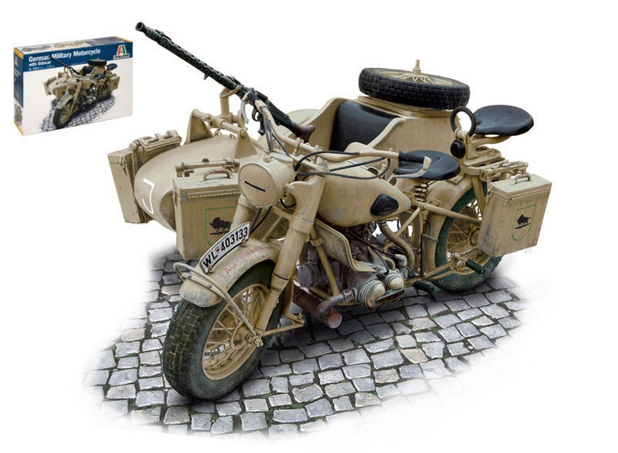 KIT DA MONTARE IN SCALA COMPATIBILE CON BMW R75 GERMAN MILITARY MOTOR W/SIDECAR KIT 1:9 ITALERI IT7403