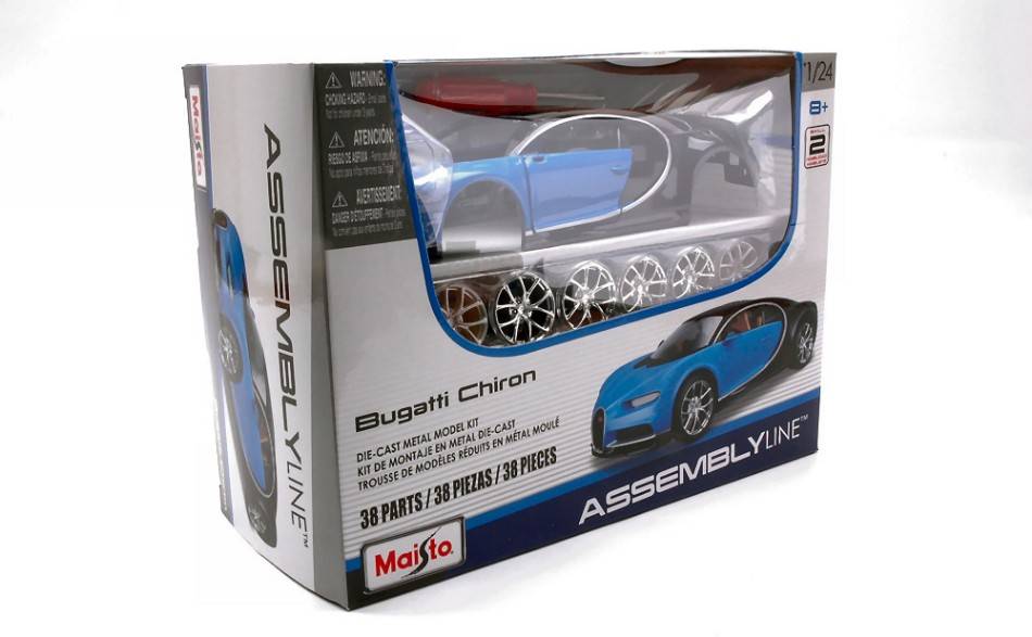 KIT DA MONTARE IN SCALA COMPATIBILE CON BUGATTI CHIRON BLUE KIT 1:24 MAISTO MI39514B