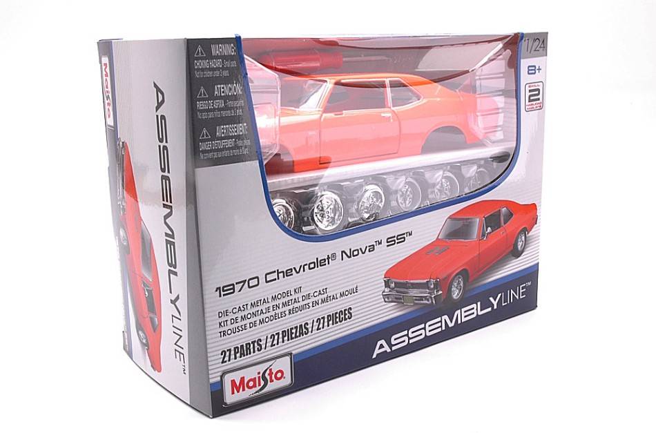 KIT DA MONTARE IN SCALA COMPATIBILE CON CHEVROLET NOVA SS 1970 ORANGE KIT 1:24 MAISTO MI39262
