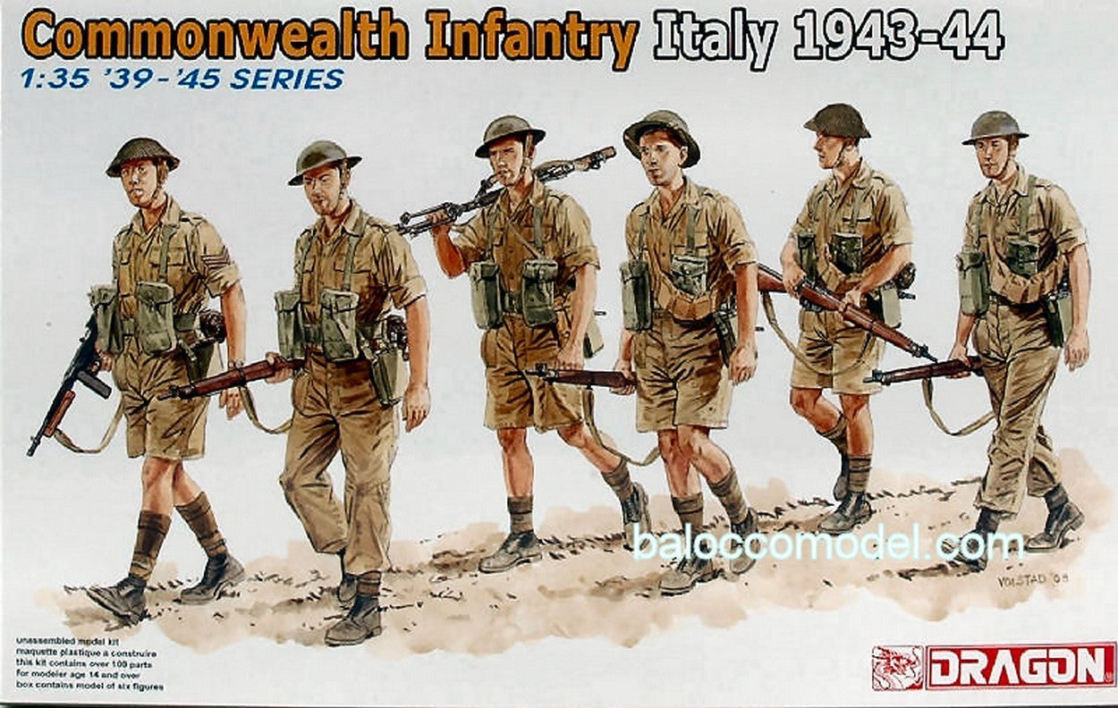 KIT DE MONTAGE À L'ÉCHELLE COMPATIBLE AVEC L'INFANTERIE DU COMMONWEALTH ITALIE 1943 KIT 1:35 DRAGON D6380