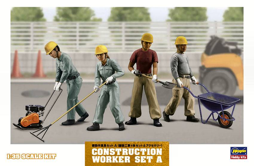 KIT DA MONTARE IN SCALA COMPATIBILE CON CONSTRUCTION WORKER SET A KIT 1:35 HASEGAWA HA66003