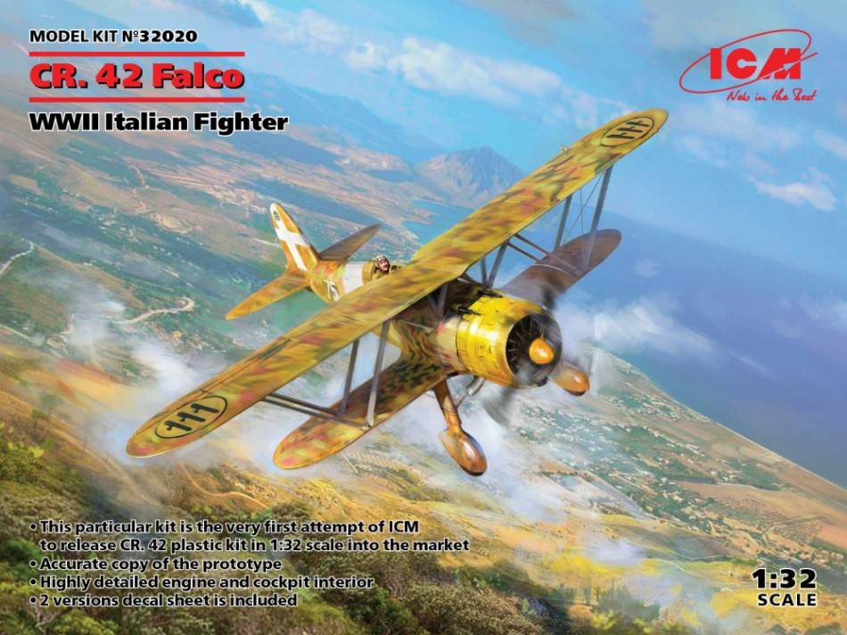 SCALE ASSEMBLY KIT COMPATIBLE WITH CR.42 FALCO WWII ITALIAN FIGHTER KIT 1:32 ICM ICM32020