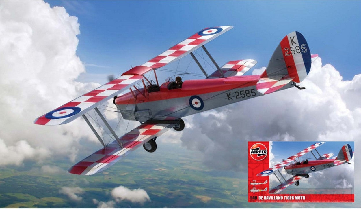 KIT DA MONTARE IN SCALA COMPATIBILE CON DE HAVILLAND D.H.82a TIGER MOTH KIT 1:48 AIRFIX A04104