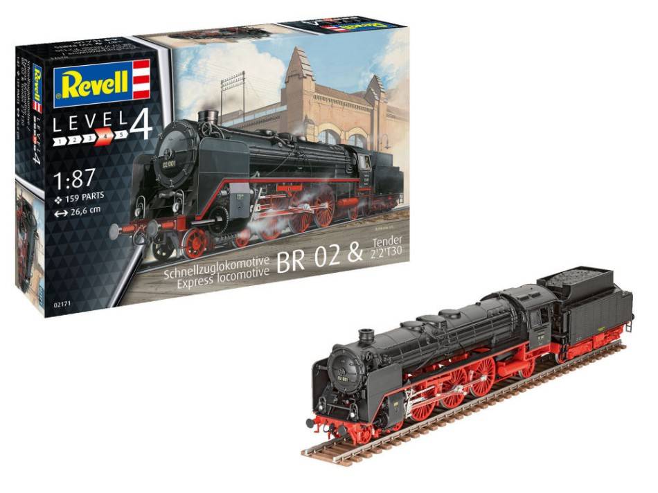 KIT DA MONTARE IN SCALA COMPATIBILE CON EXPRESS LOCOMOTIVE BR 02 & TENDER KIT 1:87 REVELL RV02171