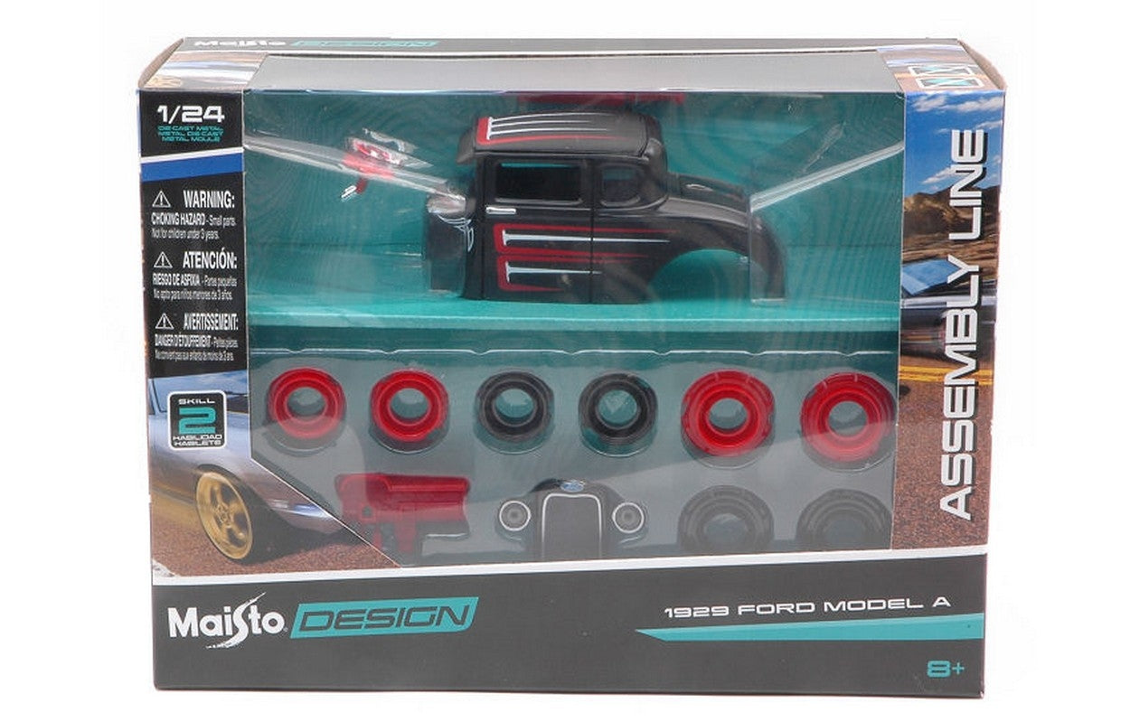 KIT DE MONTAGE À L'ÉCHELLE COMPATIBLE AVEC FORD MODÈLE A 1929 HOT ROD NOIR KIT 1:24 MAISTO MI39354
