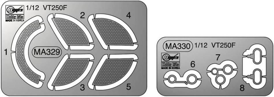 KIT TO ASSEMBLE IN SCALE COMPATIBLE WITH PHOTO-ETCHES x HONDA VT250F 1984 KIT 1:12 HASEGAWA HA21750