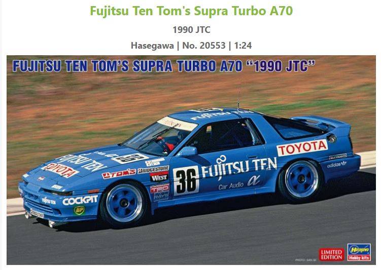 KIT DA MONTARE IN SCALA COMPATIBILE CON FUJITSU TEN TOM'S SUPRA TURBO A70 1990 JTC KIT 1:24 HASEGAWA HA20553