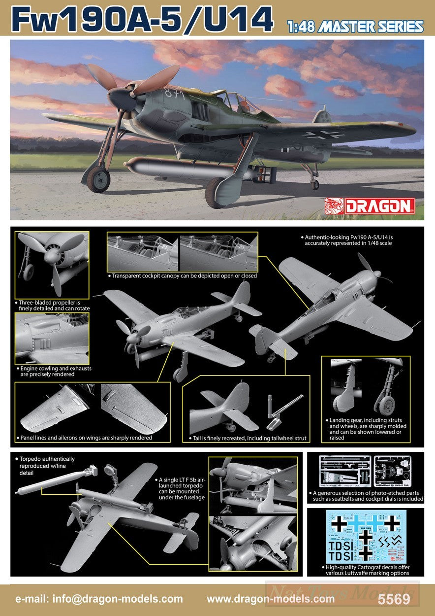 KIT DA MONTARE IN SCALA COMPATIBILE CON Fw190A-5/U-14 KIT 1:48 DRAGON D5569