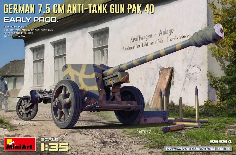 KIT DA MONTARE IN SCALA COMPATIBILE CON GERMAN 7,5 cm ANTI-TANK GUN PAK 40 KIT 1:35 MINIART MIN35394
