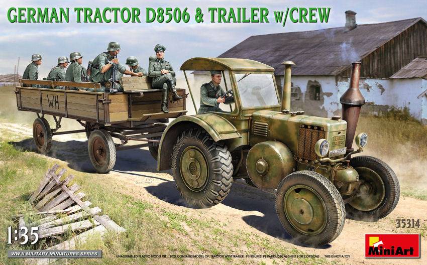SCALE ASSEMBLY KIT COMPATIBLE WITH GERMAN TRACTOR D8506 WITH TRAILER & CREW KIT 1:35 MINIART MIN35314