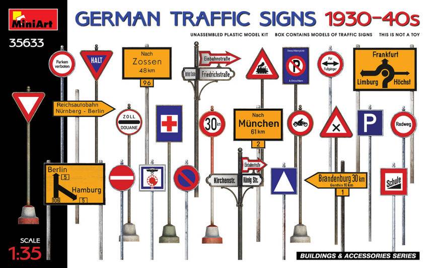 KIT DE MONTAGE À L'ÉCHELLE COMPATIBLE AVEC LES SIGNAUX DE SIGNALISATION ALLEMAND DES ANNÉES 1930-40 KIT 1:35 MINIART MIN35633