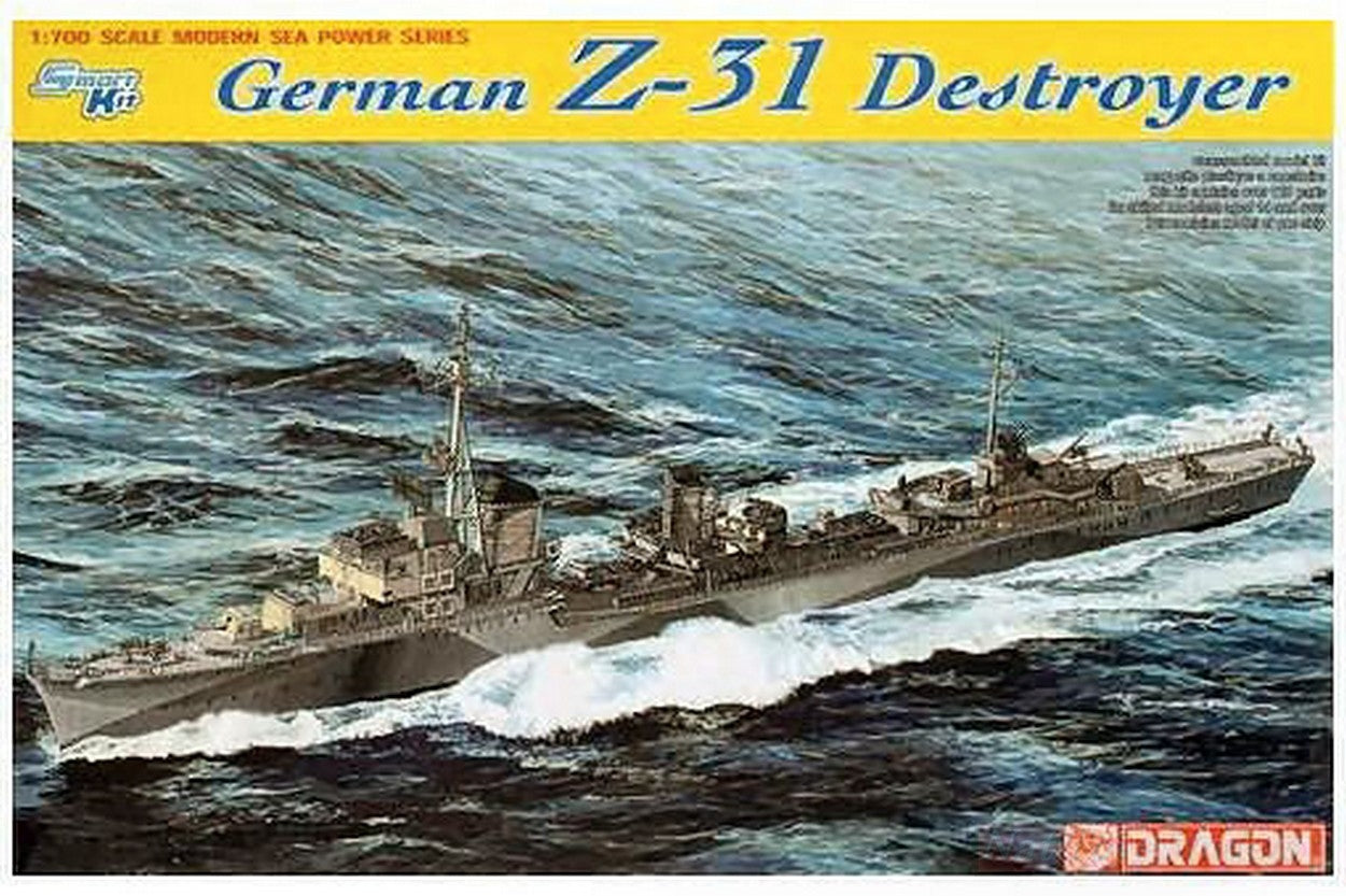 KIT DE MONTAGE À L'ÉCHELLE COMPATIBLE AVEC LE KIT DESTRUCTEUR ALLEMAND Z-31 1:700 DRAGON D7126