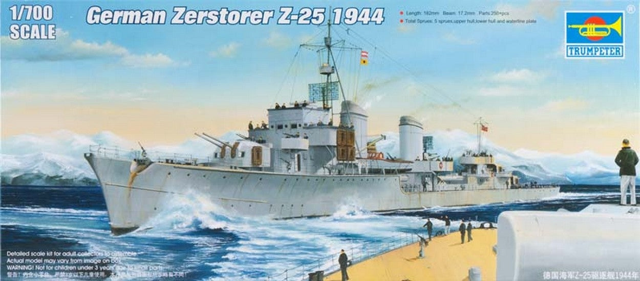 KIT DA MONTARE IN SCALA COMPATIBILE CON GERMAN ZERSTORSER Z-25 1944 KIT 1:700 TRUMPETER TP5787