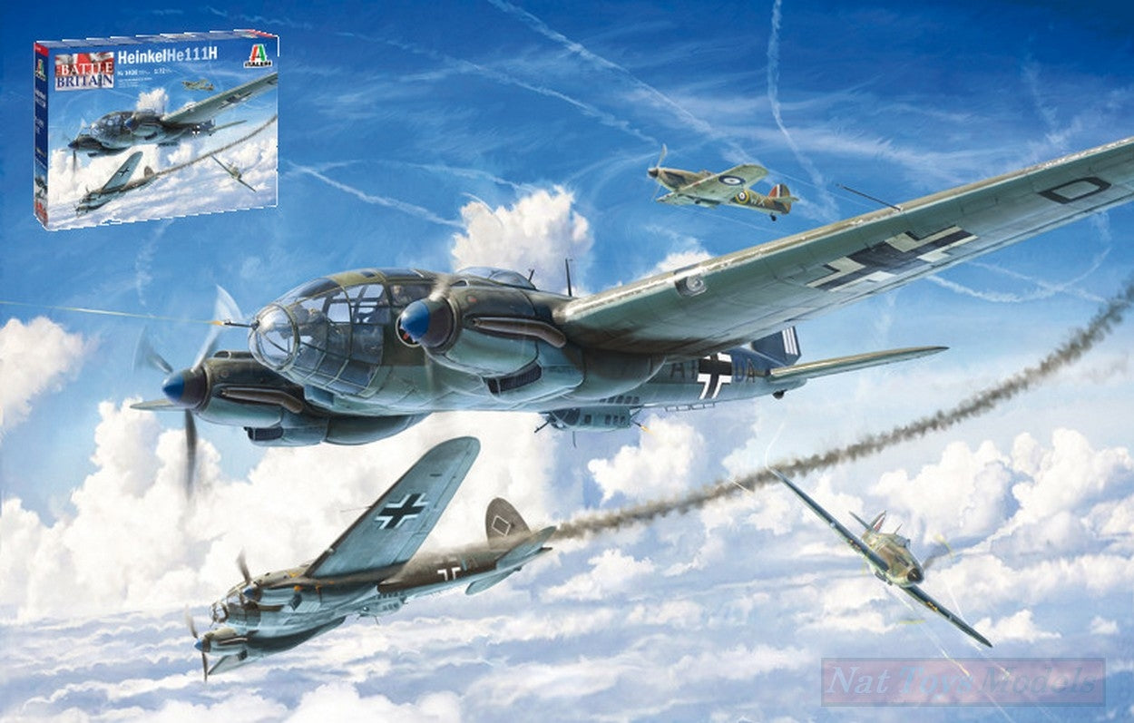 SCALE ASSEMBLY KIT COMPATIBLE WITH HE 111 H-6 BATTLE OF BRITAIN 80th ANN. KIT 1:72 ITALERI IT1436