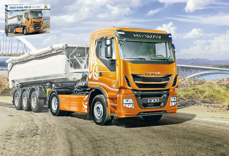 KIT DA MONTARE IN SCALA COMPATIBILE CON IVECO HI-WAY 480 E5 LOW ROOF KIT 1:24 ITALERI IT3928
