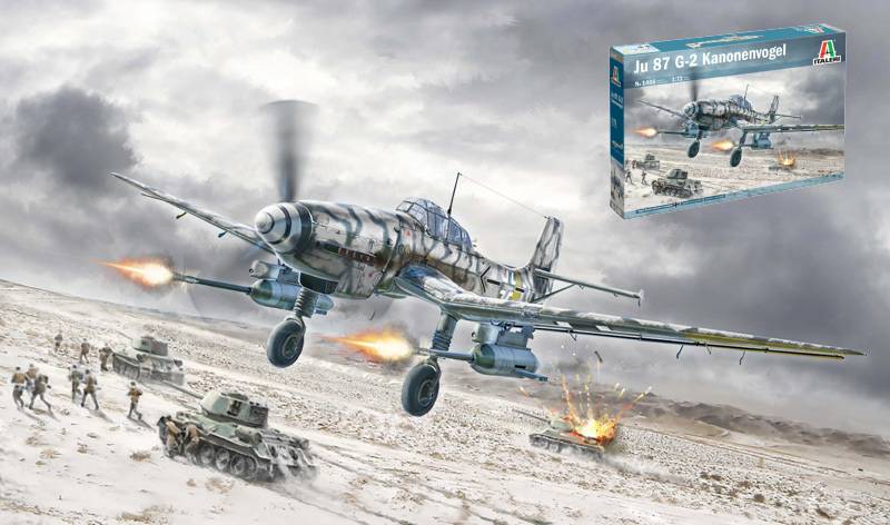 KIT DE MONTAGE À L'ÉCHELLE COMPATIBLE AVEC JUNKER JU-87G2 KANNONENVOGEL KIT 1:72 ITALERI IT1466