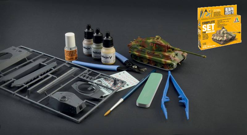 KIT À ASSEMBLER À L'ÉCHELLE COMPATIBLE AVEC KIT COMPLET KING TIGER 1:72 ITALERI IT72005