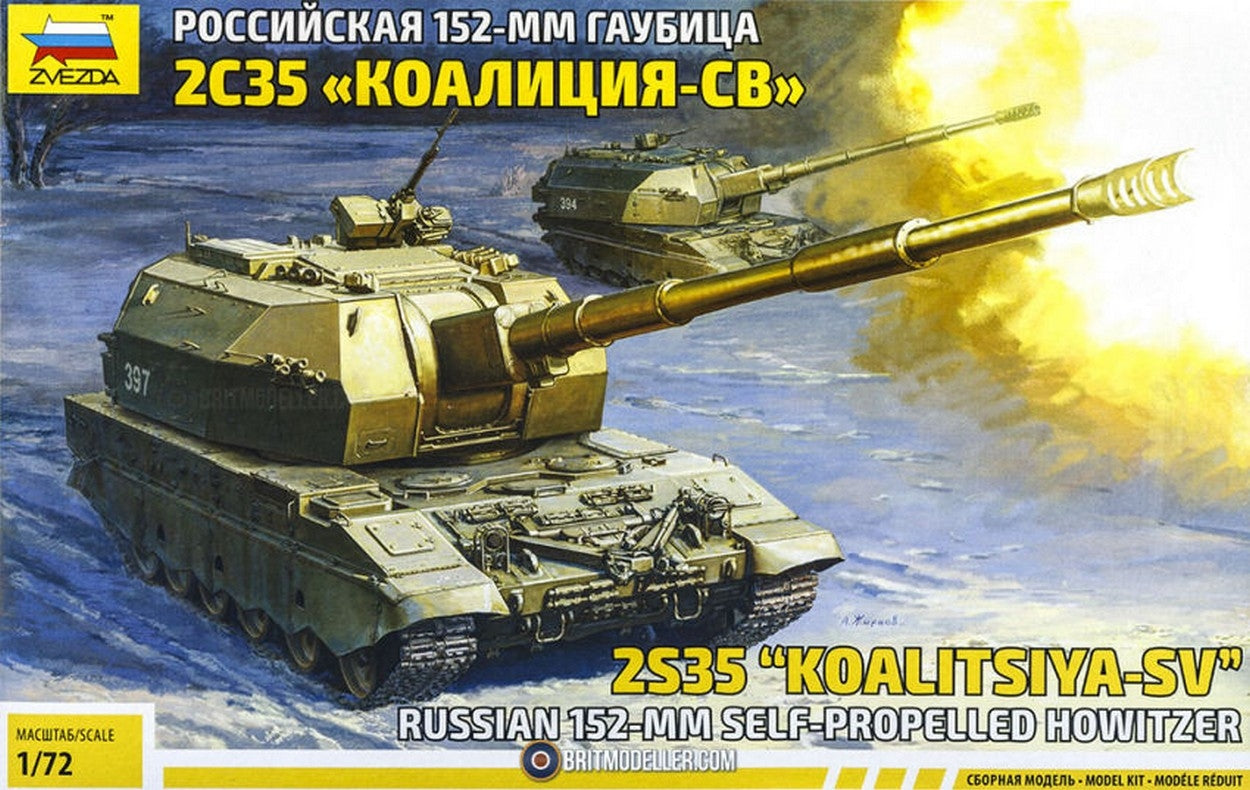 KIT D'ASSEMBLAGE À L'ÉCHELLE COMPATIBLE AVEC LE KIT D'OBUSSIER AUTOPROPULSÉ KOALITSYA-SV 1:72 ZVEZDA Z5055