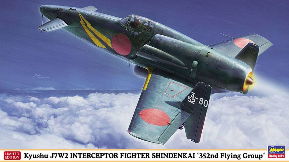 KIT D'ASSEMBLAGE À L'ÉCHELLE COMPATIBLE AVEC KYUSHU J7W2 INTERCEPTOR FIGHTER SHINDENKAI 352ème GROUPE KIT 1:48 HASEGAWA HA07505