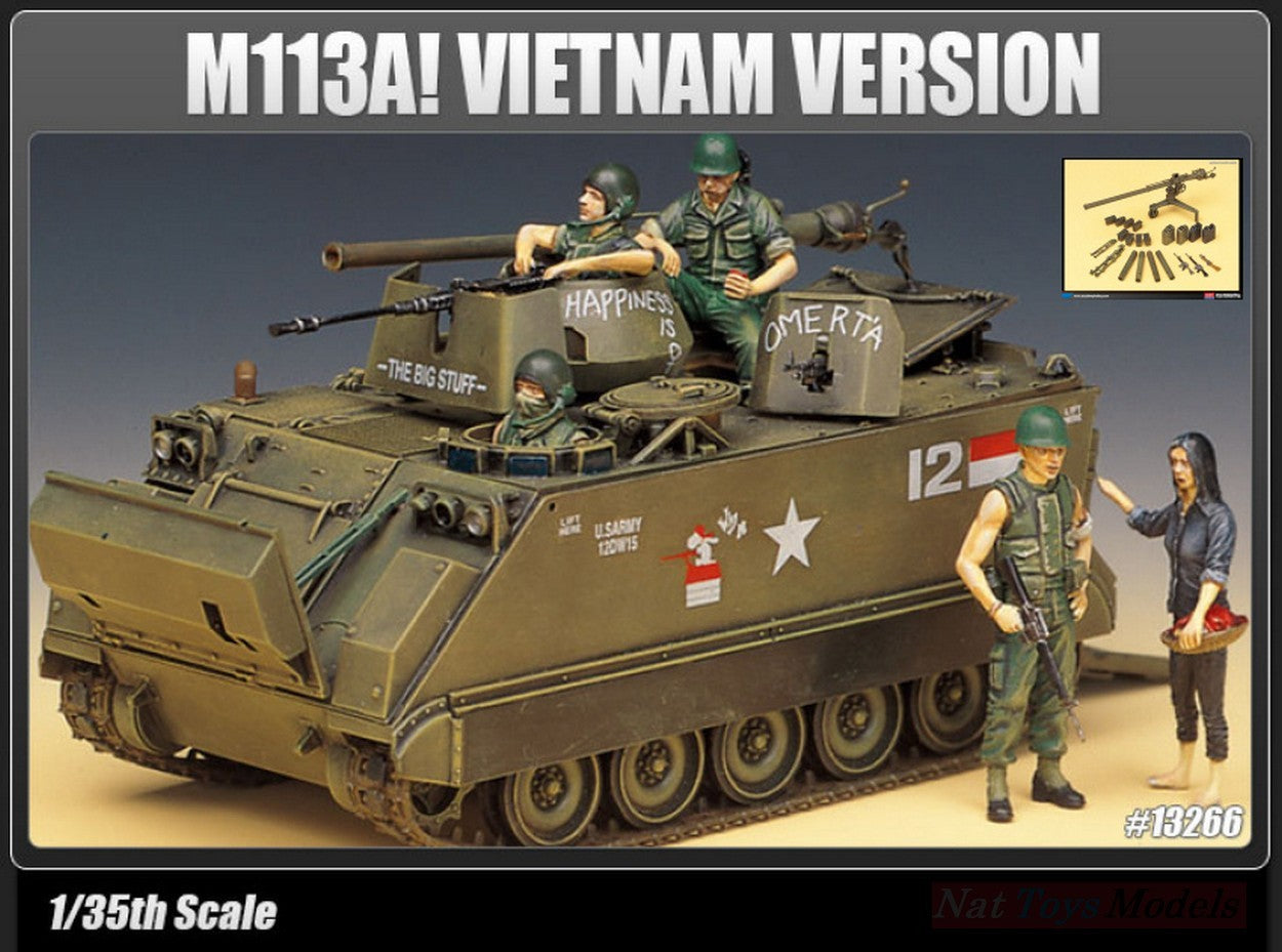 KIT D'ASSEMBLAGE À L'ÉCHELLE COMPATIBLE AVEC LE KIT M-113 A1 APC VIETNAM 1:35 ACADEMY ACD13266