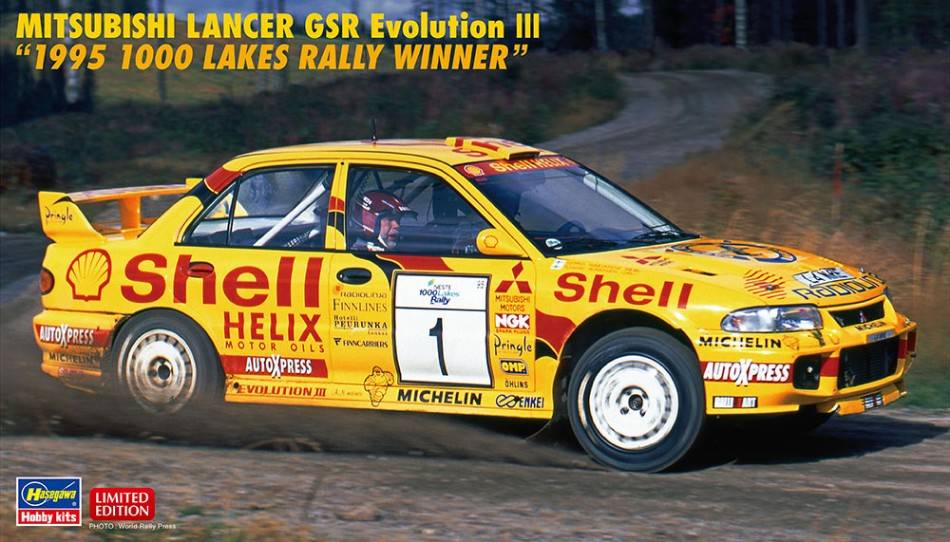 KIT DE MONTAGE À L'ÉCHELLE COMPATIBLE AVEC MITSUBISHI LANCER GSR EVO III 95 1000 LACS RALLY WINNER KIT 1:24 HASEGAWA HA20560