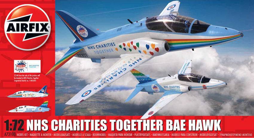 KIT D'ASSEMBLAGE À L'ÉCHELLE COMPATIBLE AVEC NHS CHARITIES TOGETHER BAE HAWK KIT 1:72 AIRFIX A73100